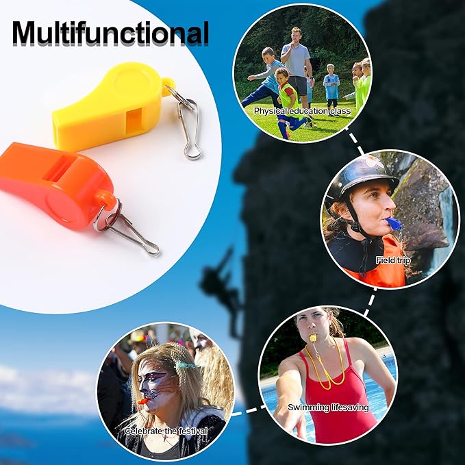 SANNIX 7 Pack Whistles, Coaches Whistles with Lanyard Sports Whistle Loud Crisp Sound Whistles for Referees Training Gyms Emergency