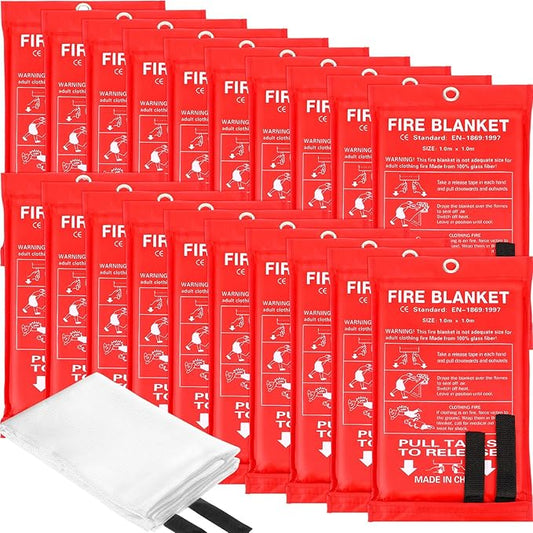 Macarrie 20 Pack 39” x 39” Fire Blanket Emergency for Home and Kitchen Safety Suppression Blanket Fiberglass Fireproof Survival for Fireplace Car Office Camping (Red)