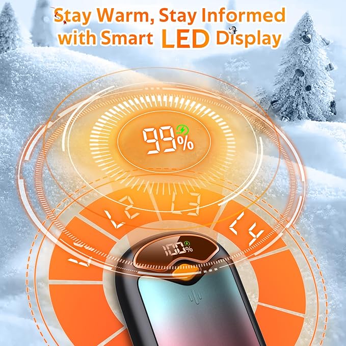 Hand Warmers Rechargeable - Magnetic Electric Hand Warmers 2 Pack, LED Display, 4 Settings Fast Heating Reusable Portable Heater Handwarmers for Golf Hunting Camping Essentials, Gifts for Men Women
