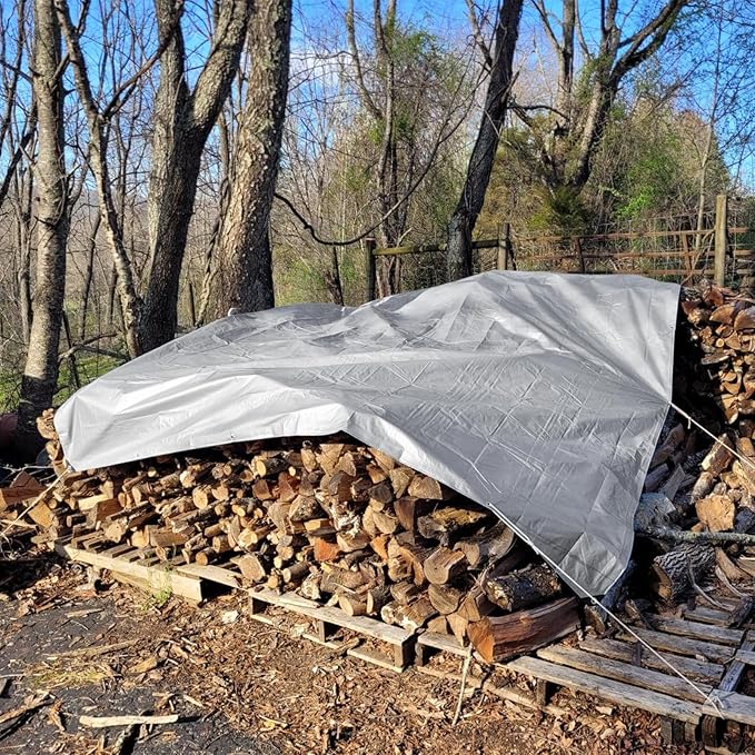 Tarps Heavy Duty Waterproof, 12 Mil Silver Heavy Duty Tarps with Grommets Reinforced Edges, UV Resistant, Tear&Fade Resistant, Small Cover for Under Tent, Rain, Roof, 3 * 6FT