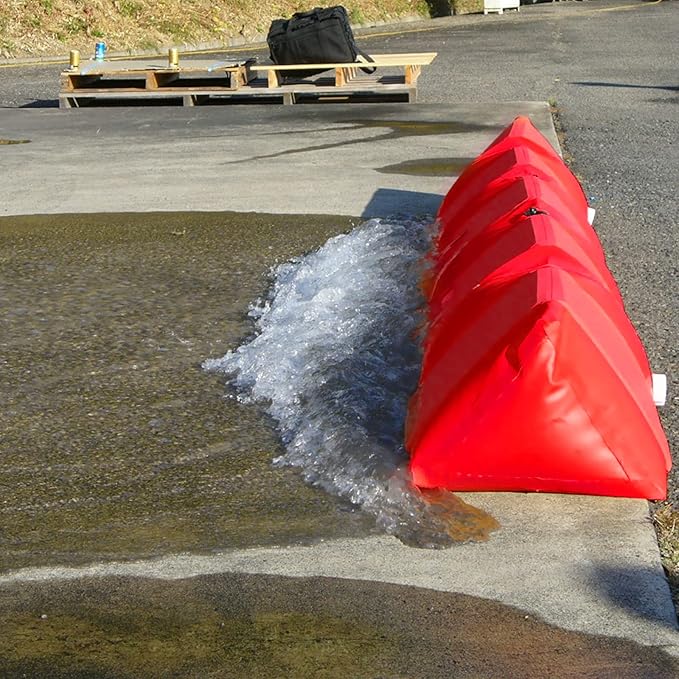 Flood Prevention Tube Water Filled Flood Control Barrier Inflatable Water Barrier,Alternative Sandbag for Rain Protection. (red 118"x11.8")