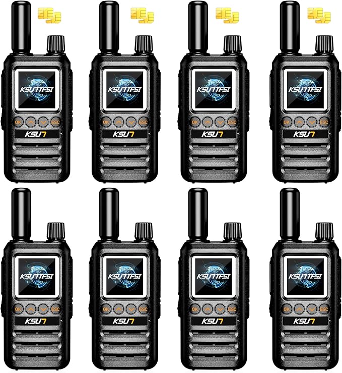 Lifetime Free Global Rapid Walkie Talkies Unlimited Range Nationwide PTT 4G LTE PoC Long Range Two Way Radio 5000 Miles Long Distance Radios for Family,Logistics,Construction (8 Pack with SIM)