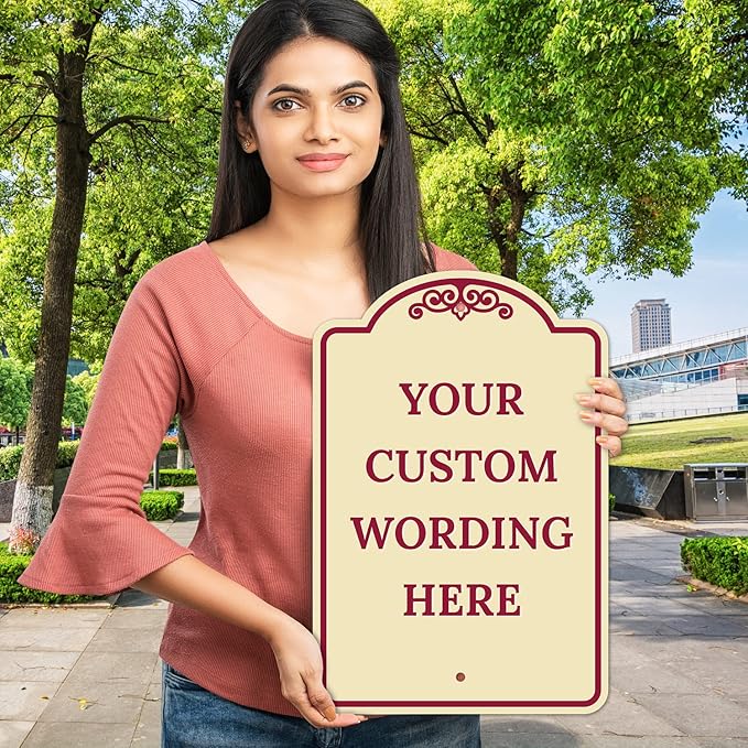Custom Indoor/Outdoor Decorative Sign,Custom Personalized Burgundy Border Sign, 12x18 Inches, ACM, Fade Resistant, Made in USA