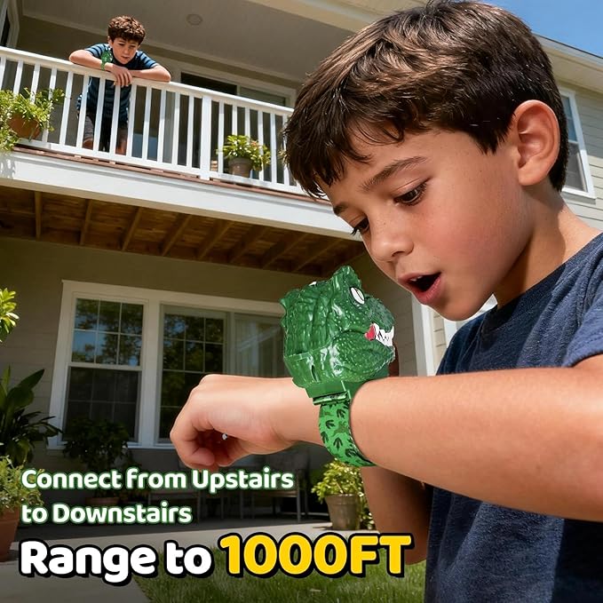 Vvinca Walkie Talkies for Kids 2 Pack - Dinosaur Toys for Boys Age 3-5 5-7 8-12 T-Rex Adjustable Wrist Strap Long Range Clear Sound Outdoor Camping Gears Christmas Birthday Gifts Stocking Stuffers