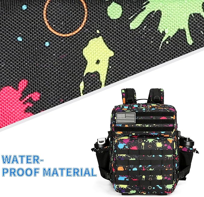 25L Tactical Backpack for Men and Women Small Military Tactical Backpack Heavy Duty Molle Assault Pack Daypack for Hiking Camping Travel Work Gym Outdoors (Fluorescent Tie Dye)