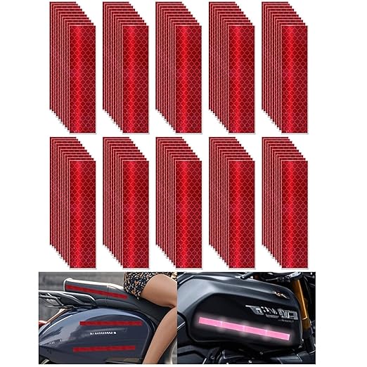 Non Fading Red Reflective Stickers 1 inch X 4 inch, Outdoor Waterproof High Visibility Warning Safety Adhesive Reflector Tape (100 Pcs)