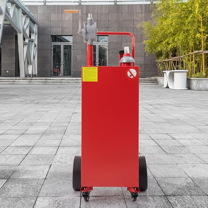 50 Gallon Fuel Caddy, Portable Gas & Diesel Storage Tank with Manual Pump, Fuel Caddy with 4 Wheels for Refueling Cars, Trucks, Lawn Mowers, ATVs, and Boats.