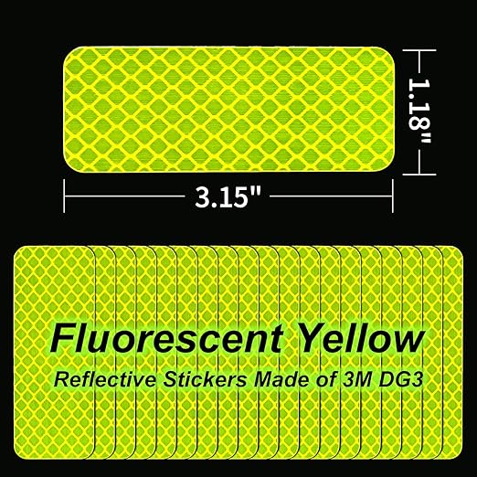 Reflective Stickers Made of 3M DG3,Super Reflection, Safety Reflective Tape for Car Trailer Truck Bike Motorcycle, 20 Pcs Fluorescent Yellow-Green Outdoor Waterproof 3.15" X 1.18"