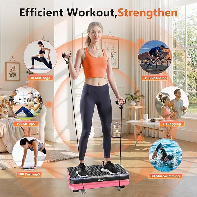 AXV Vibration Plate Fitness Platform Exercise Machine Vibrating Shaking Full Body Shaker Workout Vibrate Stand Shake Board Sport Gym for Weight Loss Fat Burner for Women Men