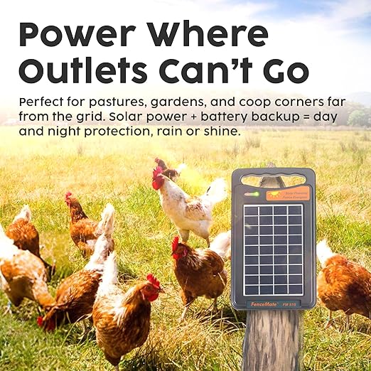 Solar Electric Fence Charger - Sun-Powered Energizer with Battery Backup, Portable & Weatherproof Protection for Poultry, Backyard & Gardens - Sleep Sound Knowing Your Coop is Safe