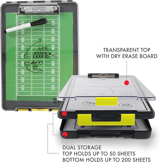 Dexas Clearview Clipcase Clipboard, 13.75 x 9.5 in, Gray/Yellow. See Papers Clearly Outdoors, Stay Organized & Dry. Ideal for Coaching, Teaching, homeschooling, Art, Trades & Medical pros(Pack of 6)