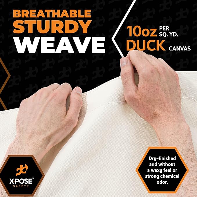 Xpose Safety 10oz White Canvas Tarps 8' x 10' – Bulk Half Pallet (64 Packs) – Multipurpose Heavy Duty Water-Resistant Tarpaulin with Brass Grommets for Camping, Canopy & Equipment Protection