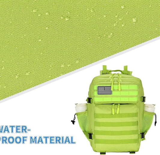 25L Tactical Backpack for Men and Women Small Military Tactical Backpack Heavy Duty Molle Assault Pack Daypack for Hiking Camping Travel Work Gym Outdoors (Bright Green)