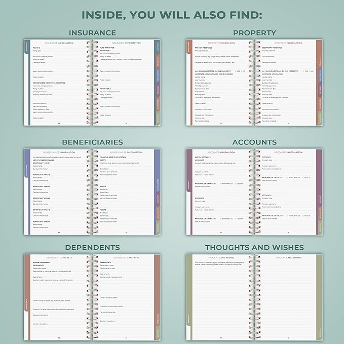 Clever Fox When I Die Planner With Pockets for Documents – End-of-Life Organizer Binder for Important Personal Info & Final Wishes (Blue Surf)