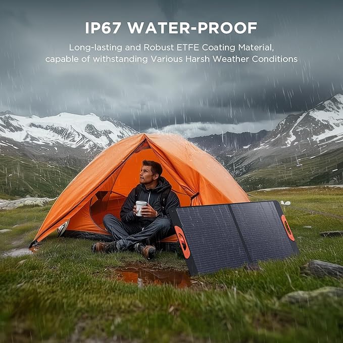 110 Watt Portable Solar Panel,Camping Gifts,18.6V Foldable Solar Panel Charger for Power Station 23.5% High Efficiency IP67 Waterproof 2 Kickstands for Camping RV Offgrid Living