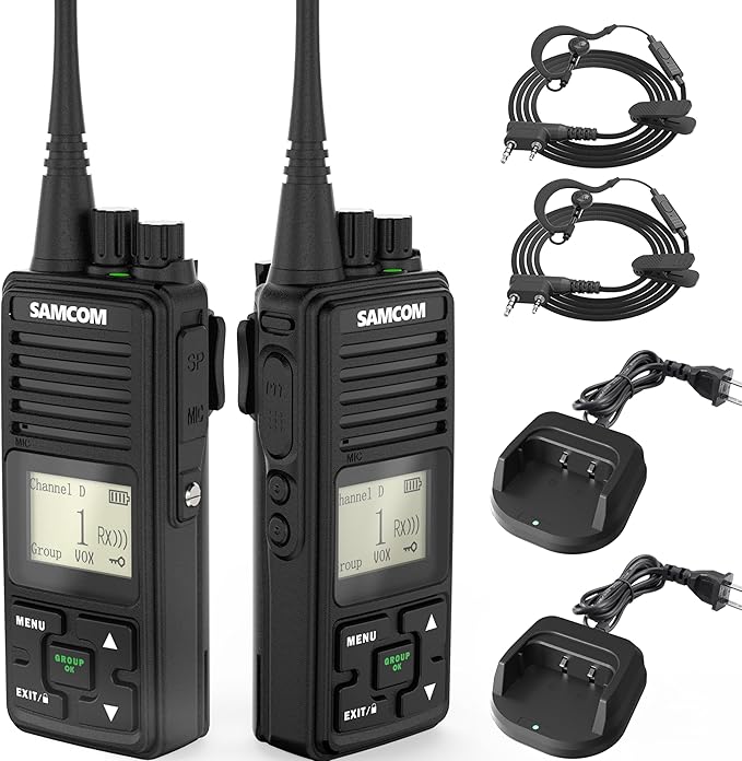 SAMCOM FPCN10A 2 Way Radios Walkie Talkies Rechargeable, 3000mAh Two-Way Radios Long Standby, Group Call VOX Programable UHF Handheld Radio for Commercial Church Warehouse, 2 Packs