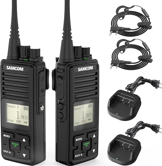 SAMCOM FPCN10A 2 Way Radios Walkie Talkies Rechargeable, 3000mAh Two-Way Radios Long Standby, Group Call VOX Programable UHF Handheld Radio for Commercial Church Warehouse, 2 Packs