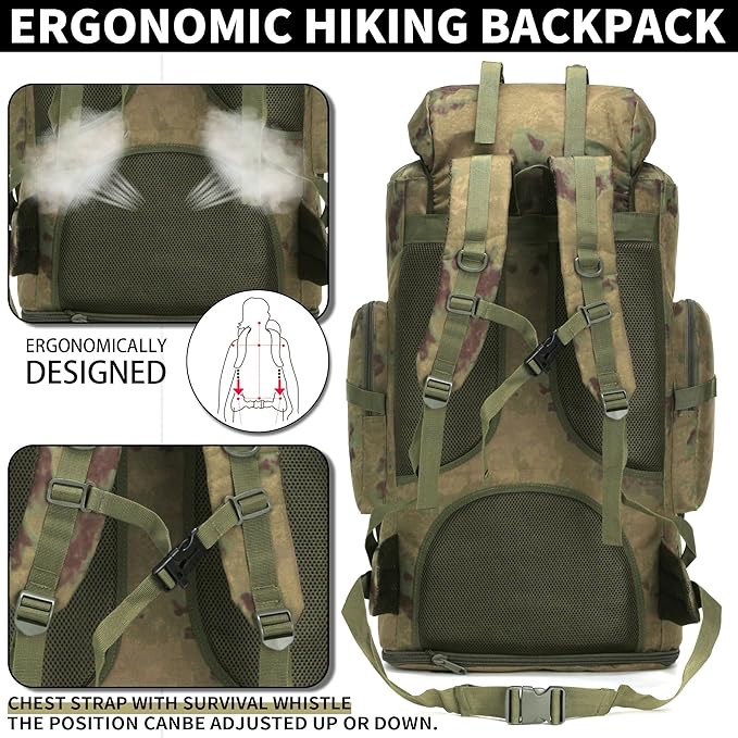 Hiking Backpack for Men 70L/100L Camping Backpack Military Rucksack Molle 3 Days Assault Pack for Climbing