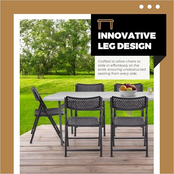 OEF Furnishings OEFCMFIH3060 Rectangular Commercial-Grade Premium Industrial Fold-in-Half Blow-Molded Folding Table with 18-Gauge Steel Frame and Thick Top (Rectangle, 30" × 60", Speckled Gray Top)