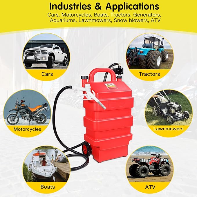 16 Gallon 60L Portable Fuel Caddy Tank with 12V DC Electric Gasoline Diesel Fuel Transfer Pump, Switch Control, Wheels, for Gasoline Diesel Kerosene & More