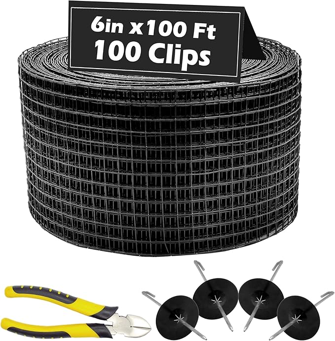 PROLEE 6 Inch X 100FT Solar Panel Bird Guard, Anti-Rust Critter Guard with 100 Fastener Clips Rooftop Solar Panel Bird Wire Screen, Removable Without Damage(6 Inch x 100 Feet)