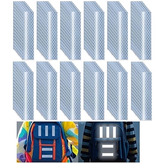 White Reflective Stickers 1 inch X 4 inch, Outdoor Waterproof High Visibility Warning Safety Adhesive Reflector Tape (120 Pcs)