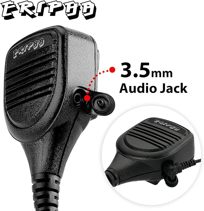Speaker Microphone with PTT Compatible with Motorola XPR 3000 3000e 3300 3300e 3500 3500e Walkie Talkie Two Way Radio Reinforced Cable