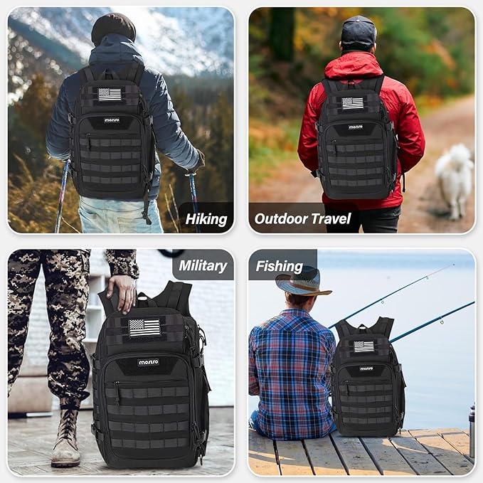 MOSISO 30L Military Tactical Backpack for Men, Army Backpack Military Daypack 3 Day Assault Pack Hiking Rucksack Bug Out Bag, Black