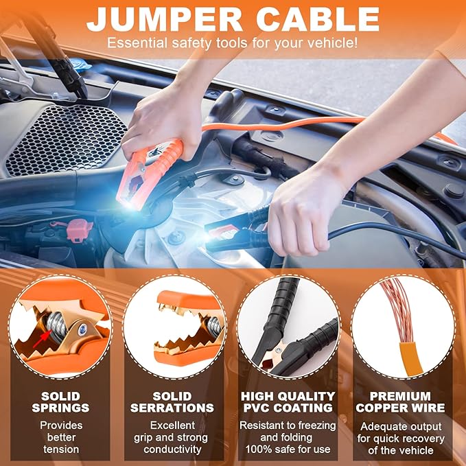 AUTODECO 131 Pieces Car Emergency Safety Kit Bag with Air Compressor Jumper Cable Tire Pressure Gauge Roadside Emergency Car Kit for Vehicles