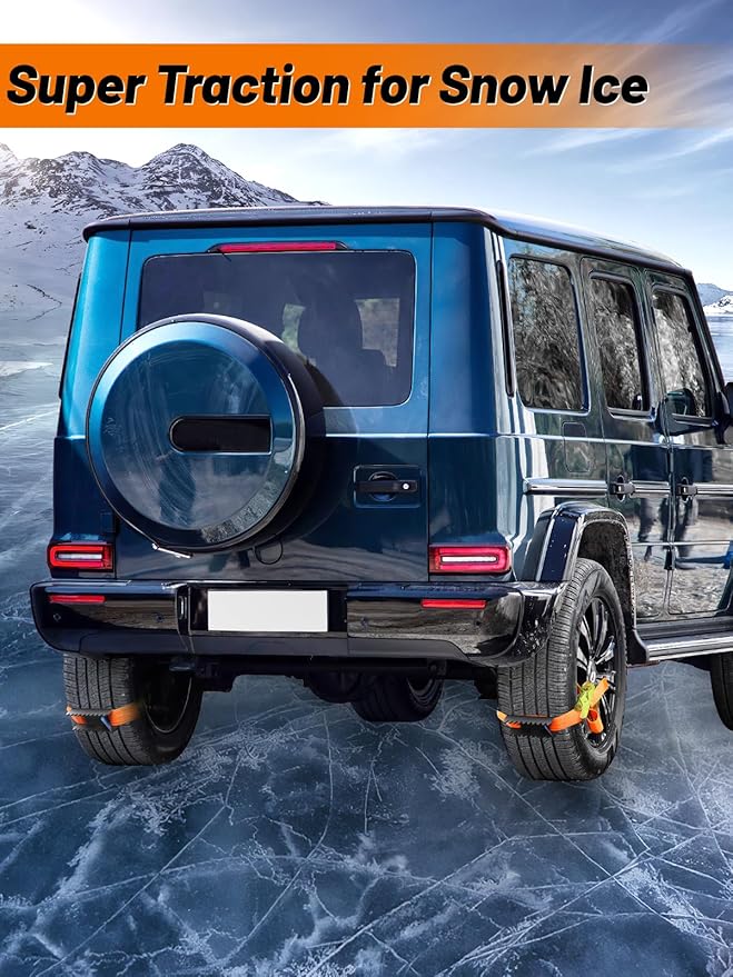 Tire Metal Gripper Traction Device Traction Straps Large for Trucks Large SUVs Anti Skid Emergency Traction Aid Straps to Get Unstuck from Snow, Mud, Ice & Sand, Fit for Jeep Wrangler JK JL Bronco