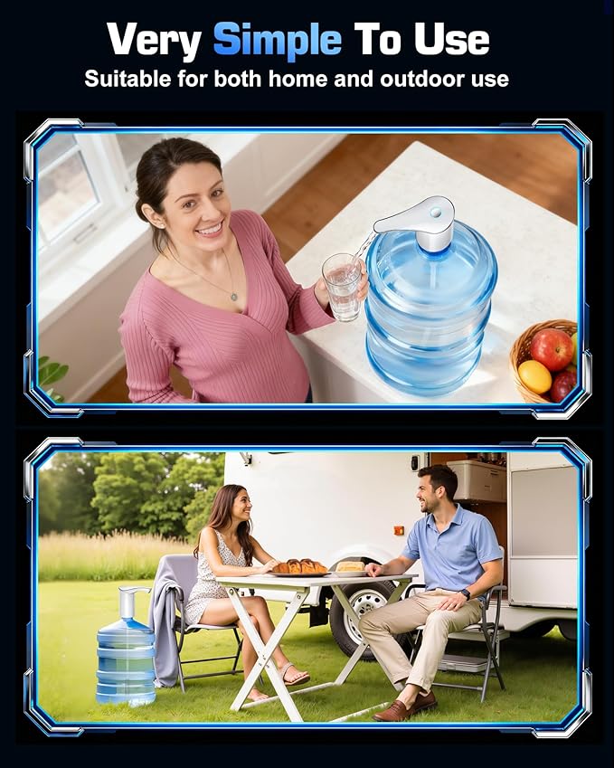 Electric Water Bottle Dispenser for 3-5 Gallon Jug, Automatic USB-C Water Jug Dispenser, Portable Upgraded Submersible Water Pump,High-Power & Silent Operation for Camping Home Office Bedroom