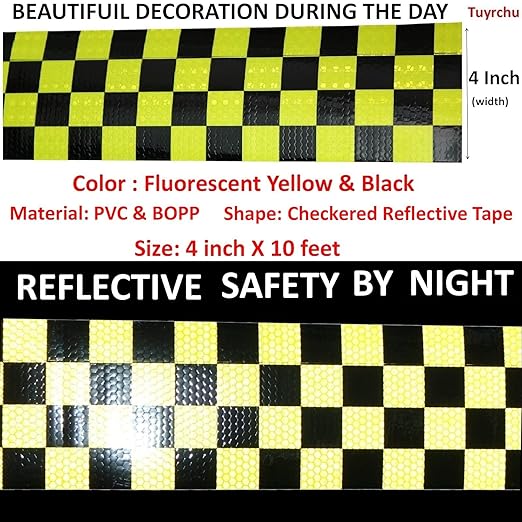 Reflective Tape 4 inch X 10 feet, Outdoor Waterproof Hazard Conspicuity Safety Warning Industrial Marking Tape