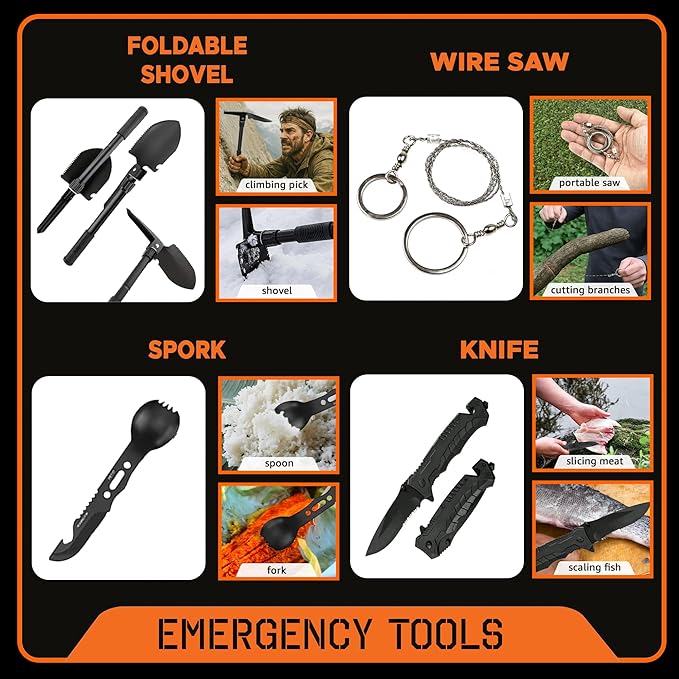 48 Hour Survival Kit - 228 Pieces Survival Gear and Supplies, 45L Go Bag Emergency Backpack, First Aid, Water Filter, Food, Tools, Tent, Camping Essentials, Emergency Preparedness - The Solo