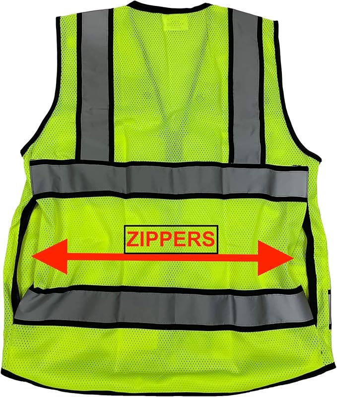 (B Engineer Safety Vest, High Visibility Reflective Safety, Vest Mesh with Zipper and pockets
