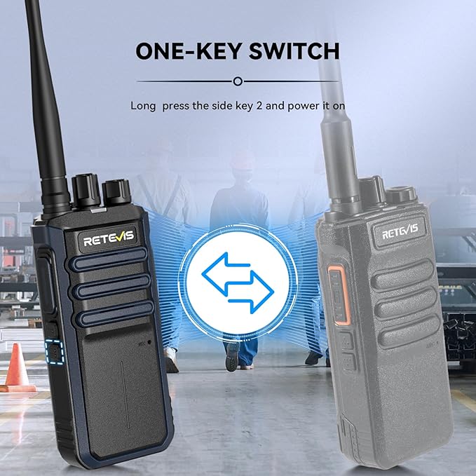 Retevis RT86A Long Range Walkie Talkies, GMRS 2 Way Radio Earpiece with Mic, High Power Two Way Radio, Durable, Group Call, for Industrial Warehousing(10 Pack)