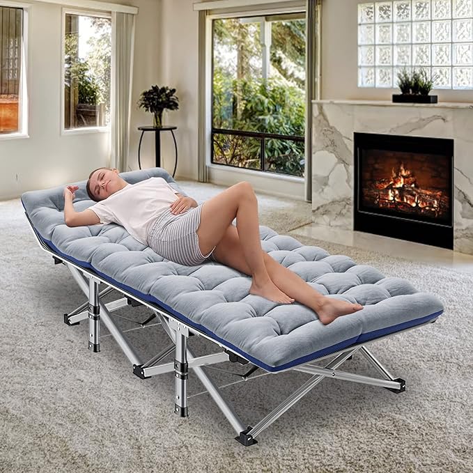 ABORON Heavy-Duty Folding Guest Bed for Adults, 500lb Capacity, Portable Extra Cot with 1253D Double Layer, Ideal for Indoor Guest Stays & Temporary Home Use