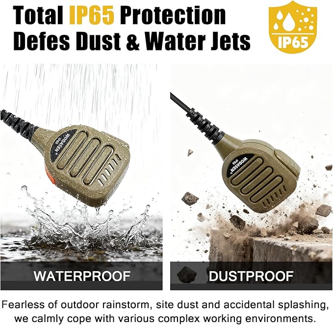 WODASEN Speaker Mic Walkie Talkie Handheld Microphone Shoulder Lapel Mics for GXT LXT GXT1000VP4 GXT1000 LXT500VP3 GXT1050VP4 LXT600 AVPH10 GMRS FRS X-Talker Radio (128-Tan)