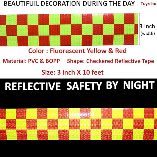 Reflective Tape Outdoor Waterproof 3 inch X 10 feet, High Visibility Hazard Conspicuity Warning Safety Industrial Marking Tape