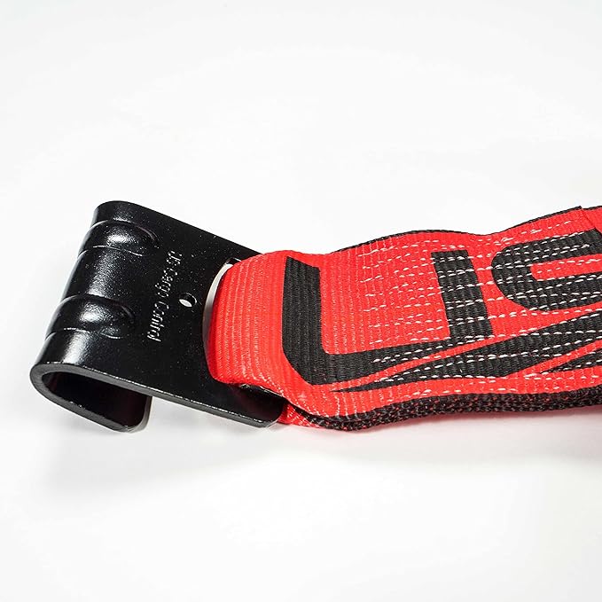 US Cargo Control 4 Inch Winch Strap with Large Flat Hook, 27 Feet Long, Heavy Duty Trailer Winch Strap for Safe Cargo Securement, Large Flat Hook End Fitting for Easy Fastening, Red, Case of 10