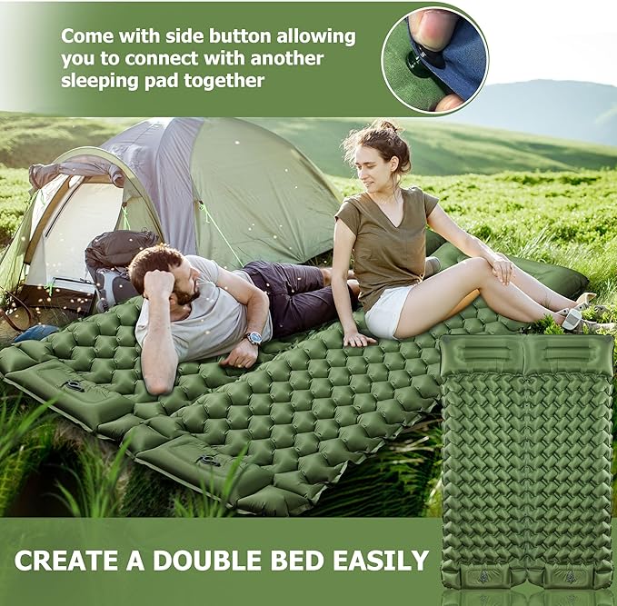 Sleeping Pad, Extra Thick & Ultralight Inflatable Sleeping Pad with Pillow, 30s Foot Pump, 3.54” Camping Mat for Comfort, Durable for Camping, Hiking, Backpacking