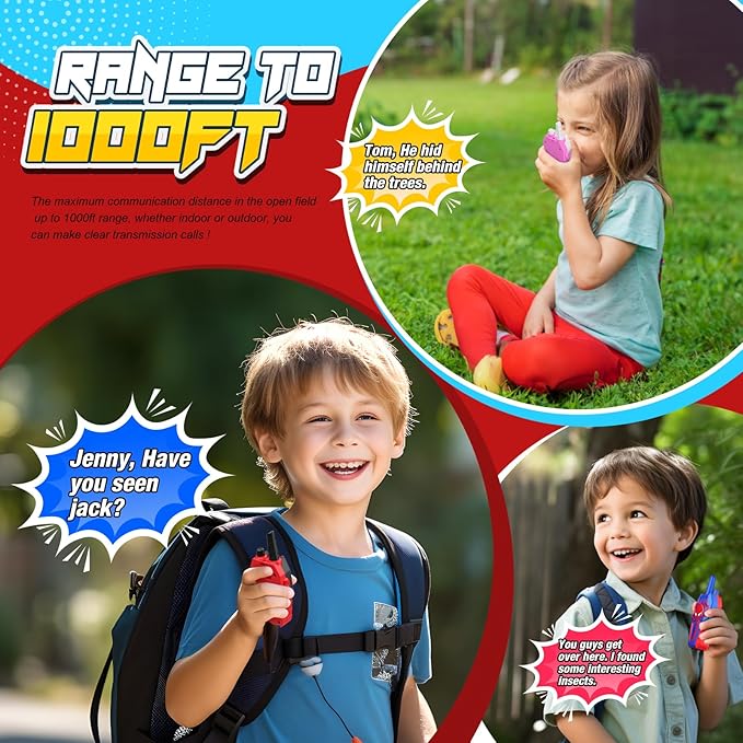 Rechargeable Walkie Talkies for Kids: 3 Pack Kids Walkie-Talkies Toys for 3 4 5 6 7 8 9 Year Old Boys Gifts Family Camping Toy for Boy Kid Age 3-5 5-7 7-9, 2 Way Radio Boy Gift