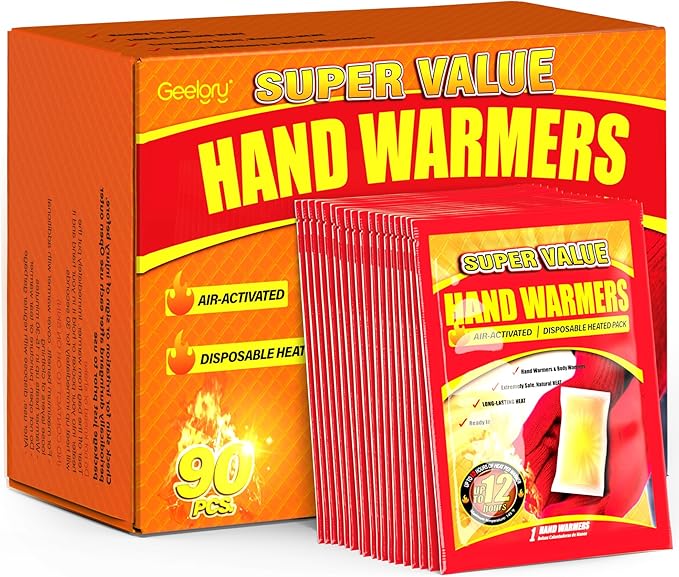 Hand Warmers Disposable 10/30/55/90/175/125/240/375/500/700Pcs, Long-Lasting Up to 12 Hours for Warm Body, Safe Portable Hand Warmers for Hand & Foot, Heater for Camping, Fishing, Winter