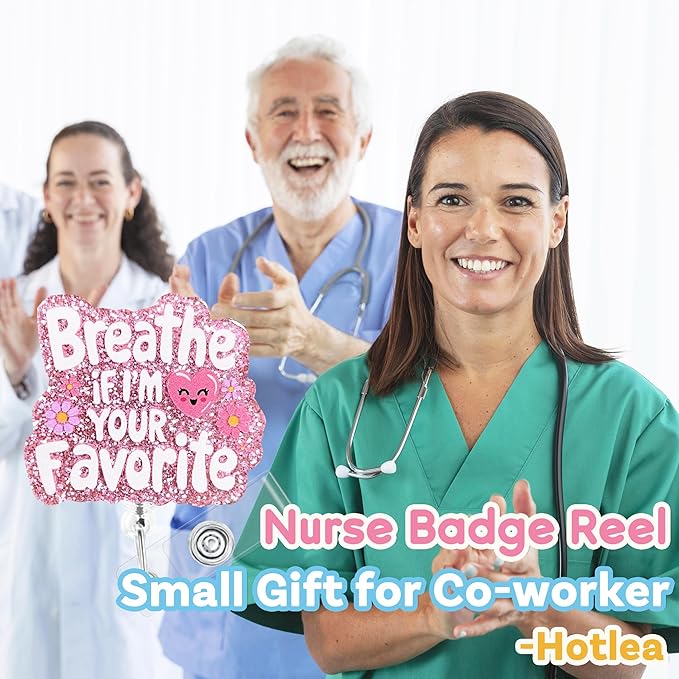 Breath If Im Your Favorite Badge Reel with Alligator Clip Funny ID Badge Holders Cute RN LPN CNA MA PCT Badge Buddy Nursing Medical Students Nurse Accessories for Work