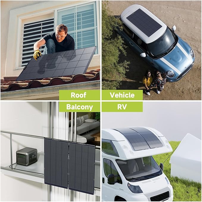ALLPOWERS SF200 200W Flexible Solar Panel,Ultra-Thin 3mm Bendable Monocrystalline Solar Charger,25% Efficiency IP68 Waterproof for RV Roof,Camping,Marine Use,Compatible