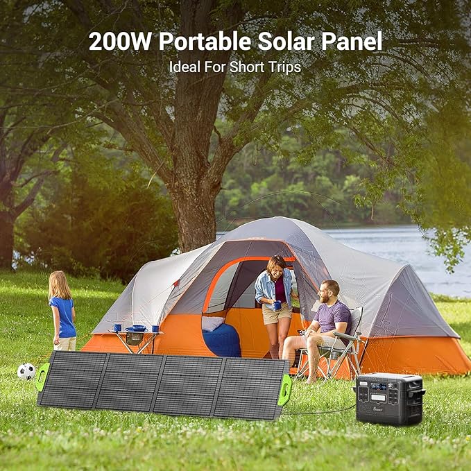 FOSSiBOT Solar Panel SP200 Foldable Solar Panel 200 Watts Adjustable Kickstands for Home, RV