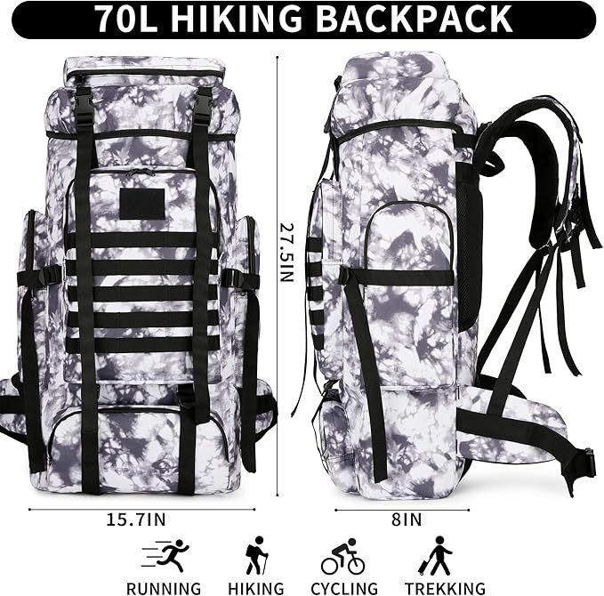 Hiking Backpack for Men 70L/100L Camping Backpack Military Rucksack Molle 3 Days Assault Pack for Climbing