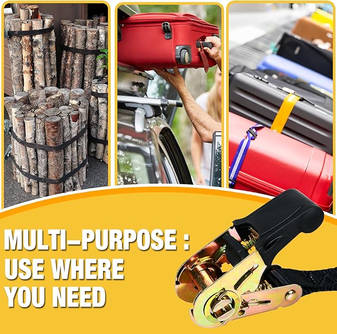Endless Ratchet Tie Down Straps,Du-Rable Nylon Black Strap Ratcheting Securing,Heavy Duty Cargo,Track Spring Fittings,Cargo Ropes for Trailer Loads,Motorcycle,Kayak,7ft-2Pack
