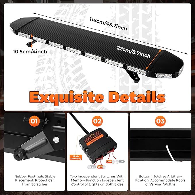 108LED Low Profile Rooftop Strobe Lights,Flashing Beacon Snow Plow Light,Emergency Warning Lights,Windshield Flashing for Cars Plow Trucks Construction Vehicles