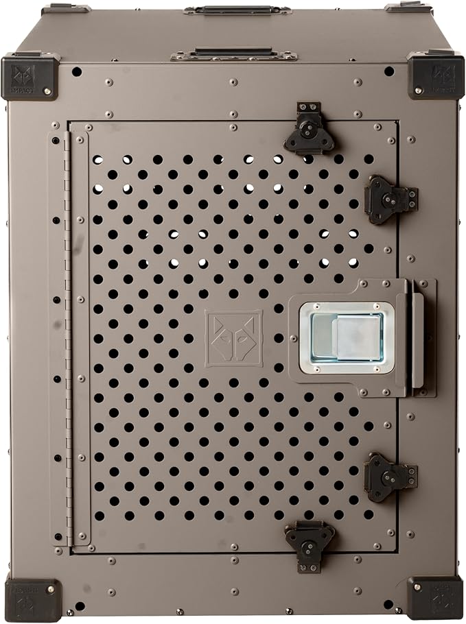 Impact Indestructible High Anxiety Crate for Intermediate Dogs - Heavy Duty Escape Proof Indoor Dog Kennel with Powder-Coated Aluminum - Ideal for Escape Artists (Gray, 34" (34.5" L x 23" W x 29" H)