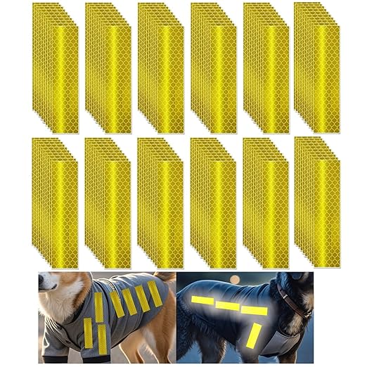 Yellow Reflective Stickers 1 inch X 4 inch, Outdoor Waterproof High Visibility Warning Safety Adhesive Reflector Tape (120 Pcs)